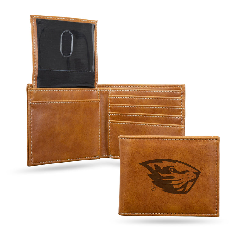NCAA Oregon State Beavers Laser Engraved Bill-fold Wallet - Slim Design - Great Gift By Rico Industries