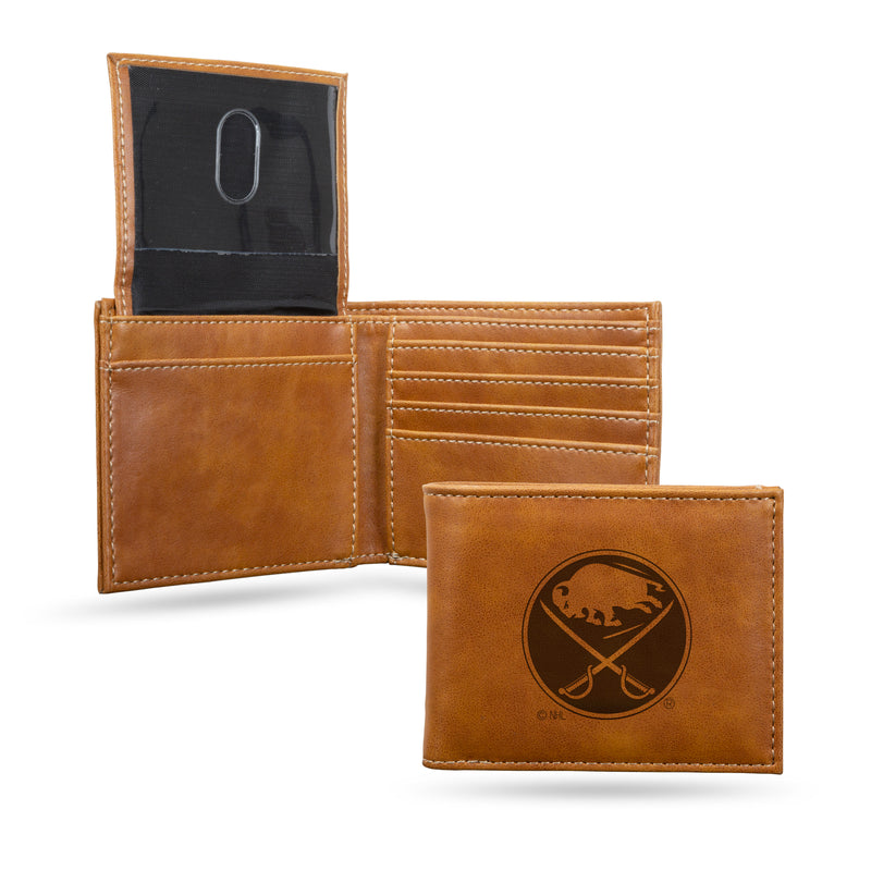 NHL Buffalo Sabres Laser Engraved Bill-fold Wallet - Slim Design - Great Gift By Rico Industries