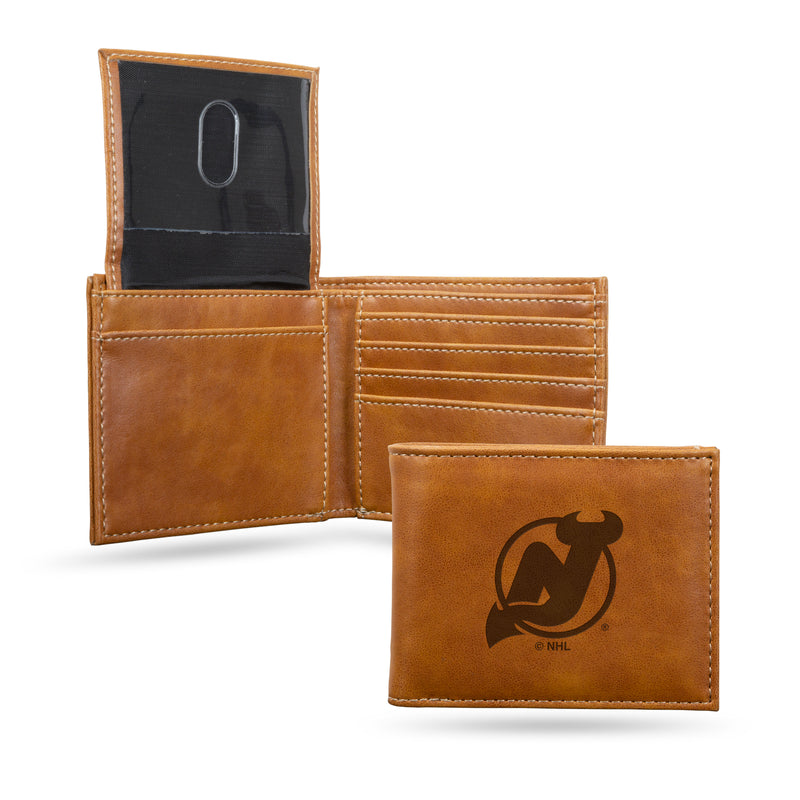 NHL New Jersey Devils Laser Engraved Bill-fold Wallet - Slim Design - Great Gift By Rico Industries