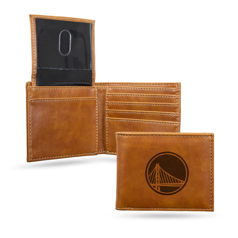 NBA Golden State Warriors Laser Engraved Bill-fold Wallet - Slim Design - Great Gift By Rico Industries