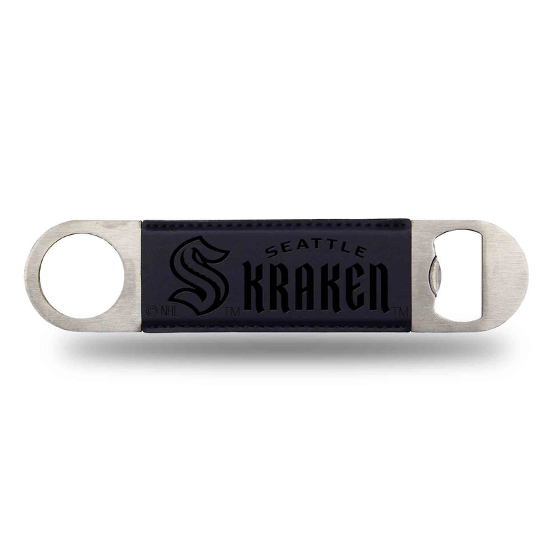 NHL Rico Industries Seattle Kraken Laser Engraved Bar Blade - Navy Faux Leather