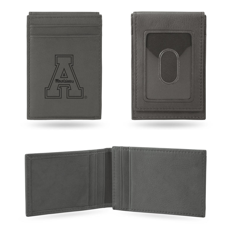 Appalachian State Laser Engraved Gray Front Pocket Wallet