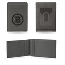 Bruins Laser Engraved Front Pocket Wallet - Gray