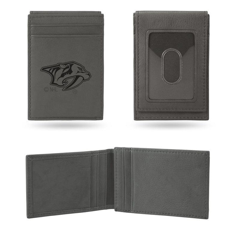 Predators Laser Engraved Front Pocket Wallet - Gray