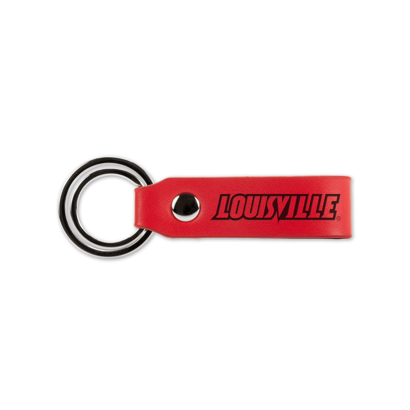 Louisville Laser Engraved Faux Leather Keychain Strap - Red