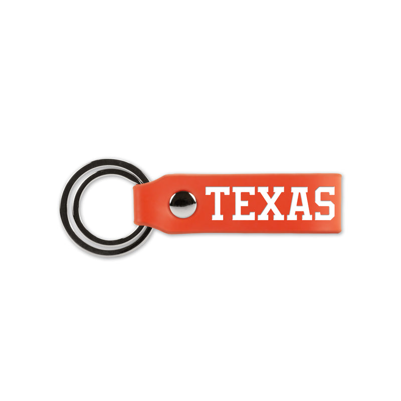 Texas University Laser Engraved Silicone Keychain Strap - Orange