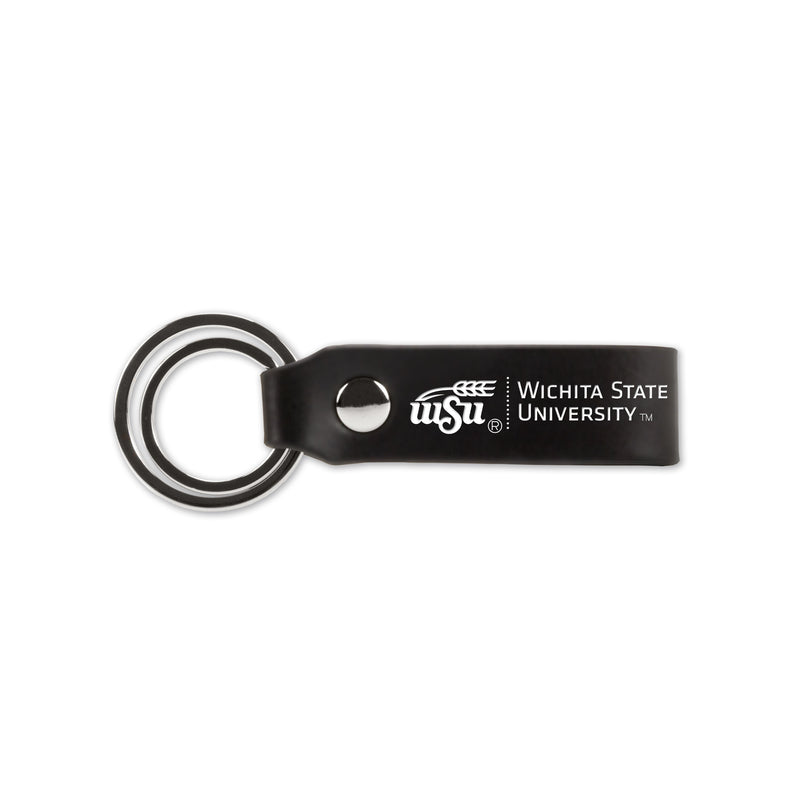 Wichita State Laser Engraved Silicone Keychain Strap - Black