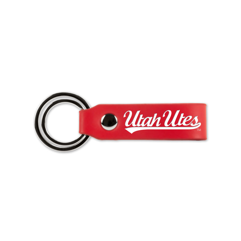 Utah University Laser Engraved Silicone Keychain Strap - Red