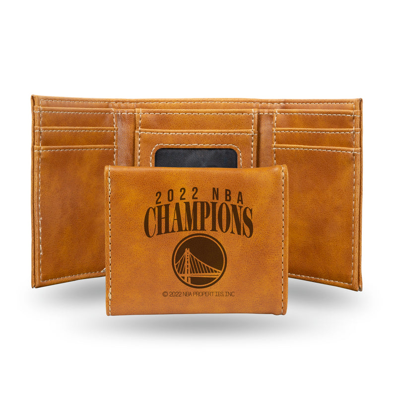 Warriors 2022 NBA Champions Le Trifold Wallet - Brown