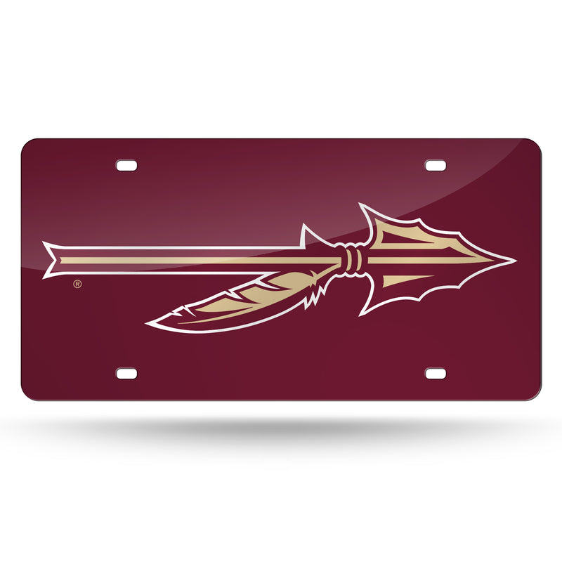 Florida State : Spear Logo Laser Cut Auto Tag    (Garnet/Red Base)