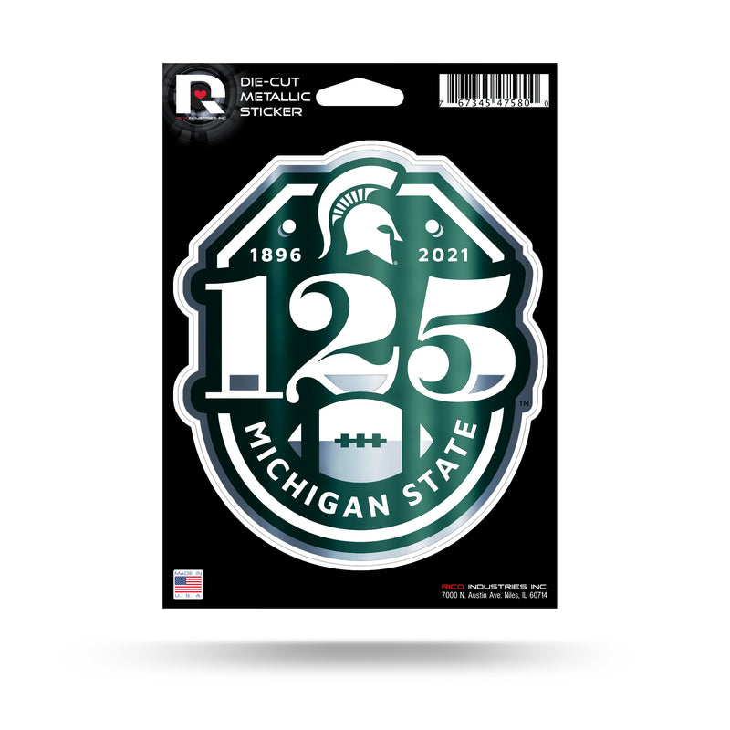 Michigan State 125 Anniversary Die Cut Metallic Sticker