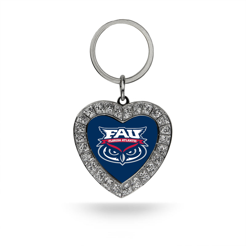 Florida Atlantic Rhinestone Heart Key Chain