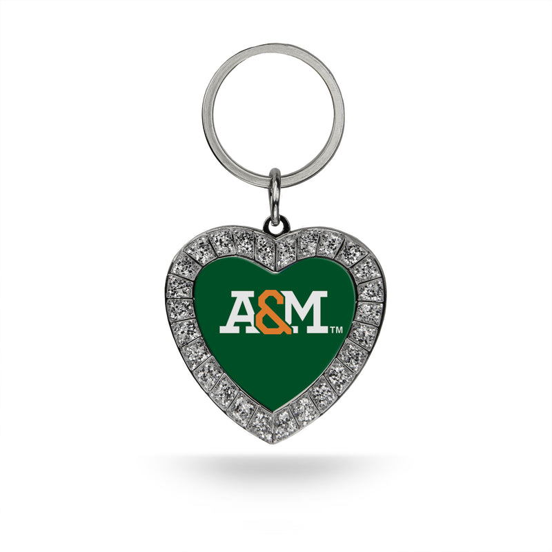 Florida A&M Rhinestone Heart Keychain