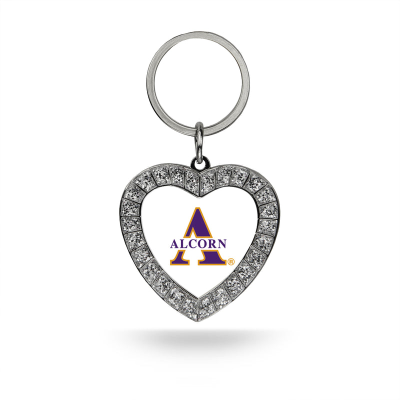 Alcorn State Rhinestone Heart Key Chain