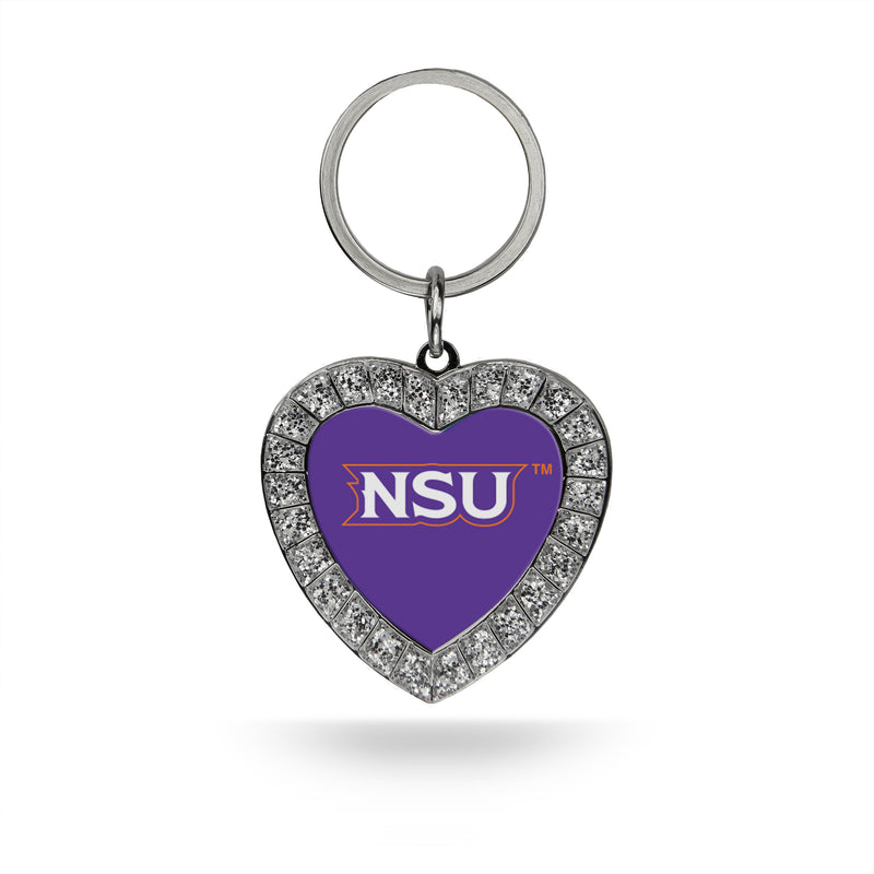 Northwestern State Rhinestone Heart Keychain