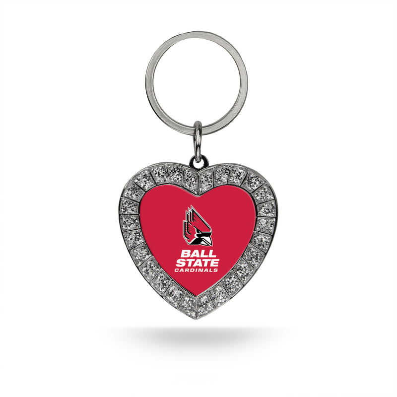 Ball State Rhinestone Heart Key Chain