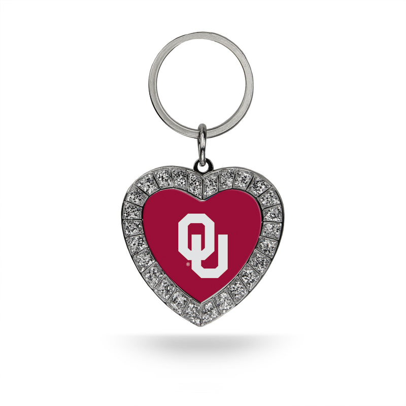 Oklahoma University Rhinestone Heart Key Chain