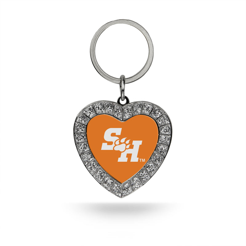 Sam Houston State Rhinestone Heart Keychain