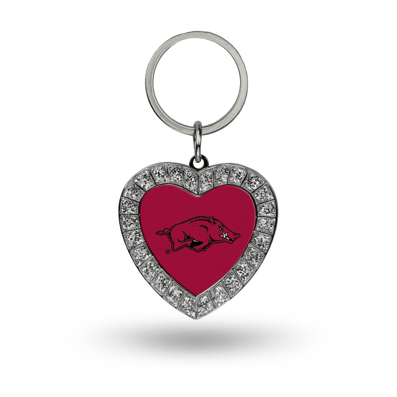 Arkansas Rhinestone Heart Key Chain