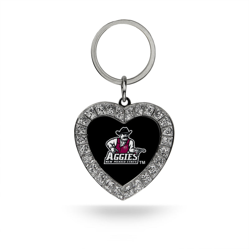 New Mexico State Rhinestone Heart Keychain