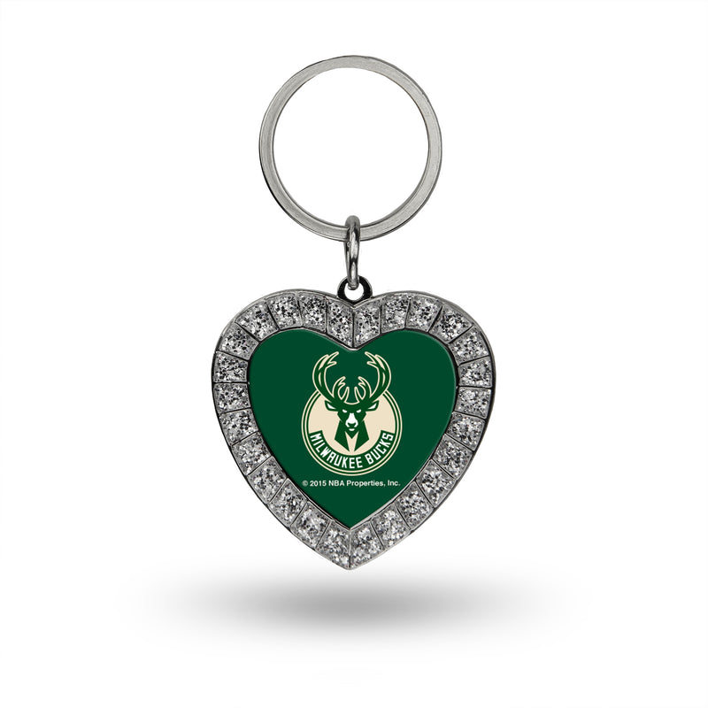 Milwaukee Bucks Rhinestone Heart Key Chain