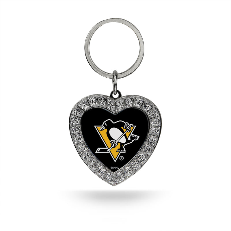 Penguins Rhinestone Heart Keychain