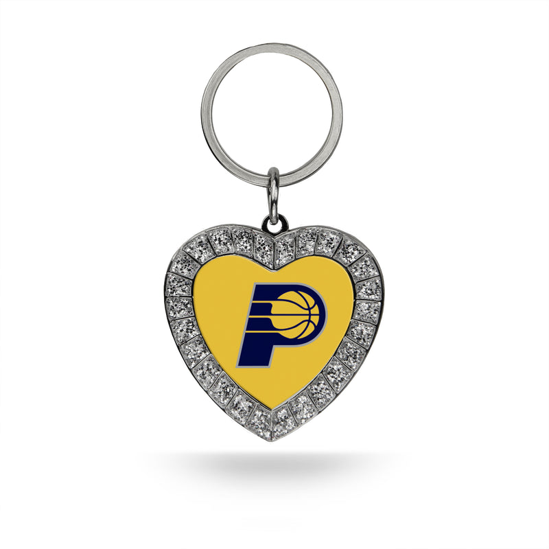 Pacers Rhinestone Heart Keychain