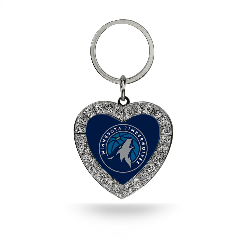 Timberwolves Rhinestone Heart Keychain