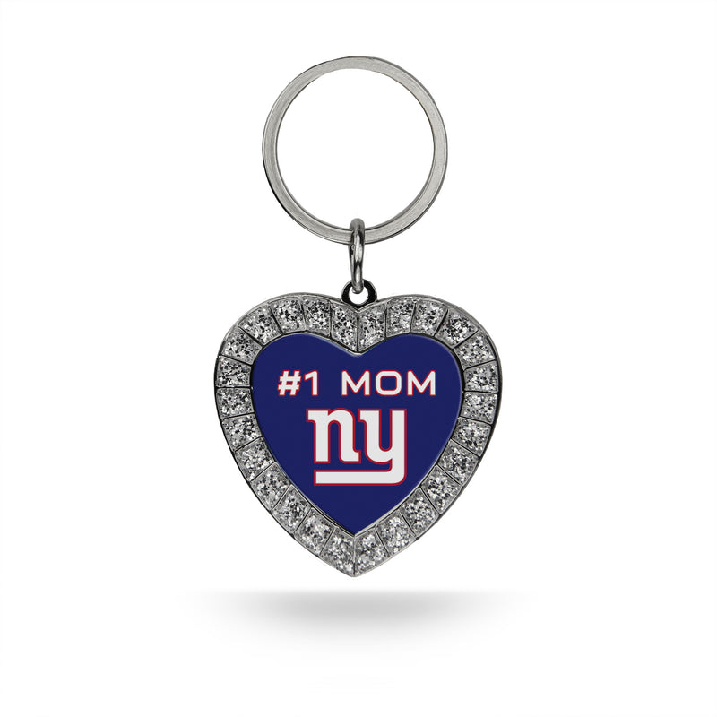 # 1 Mom NY Giants Rhinestone Heart Keychain