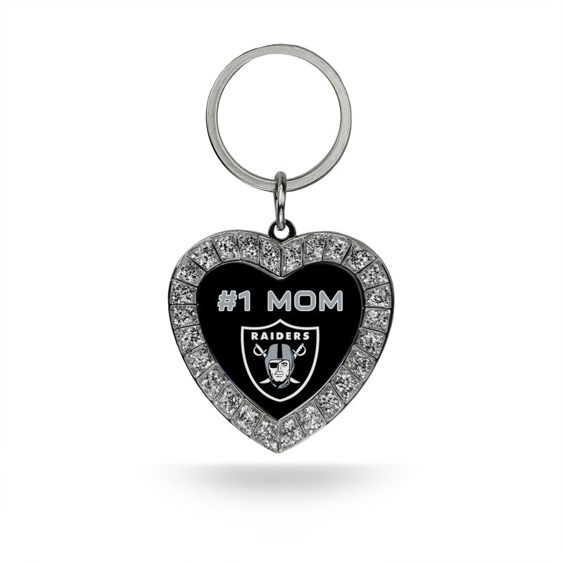 # 1 Mom Raiders Rhinestone Heart Keychain