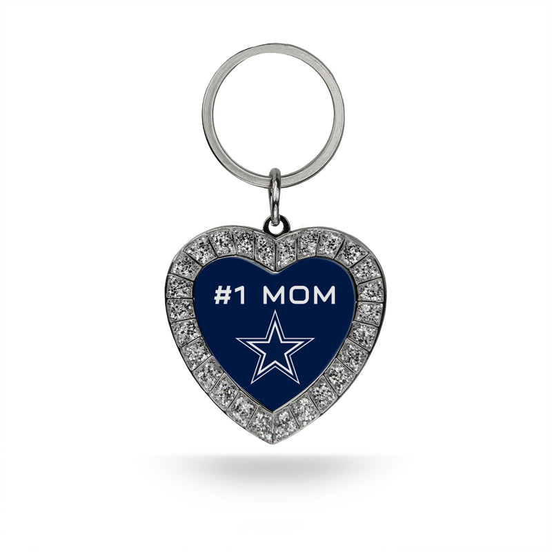 # 1 Mom Cowboys Rhinestone Heart Keychain