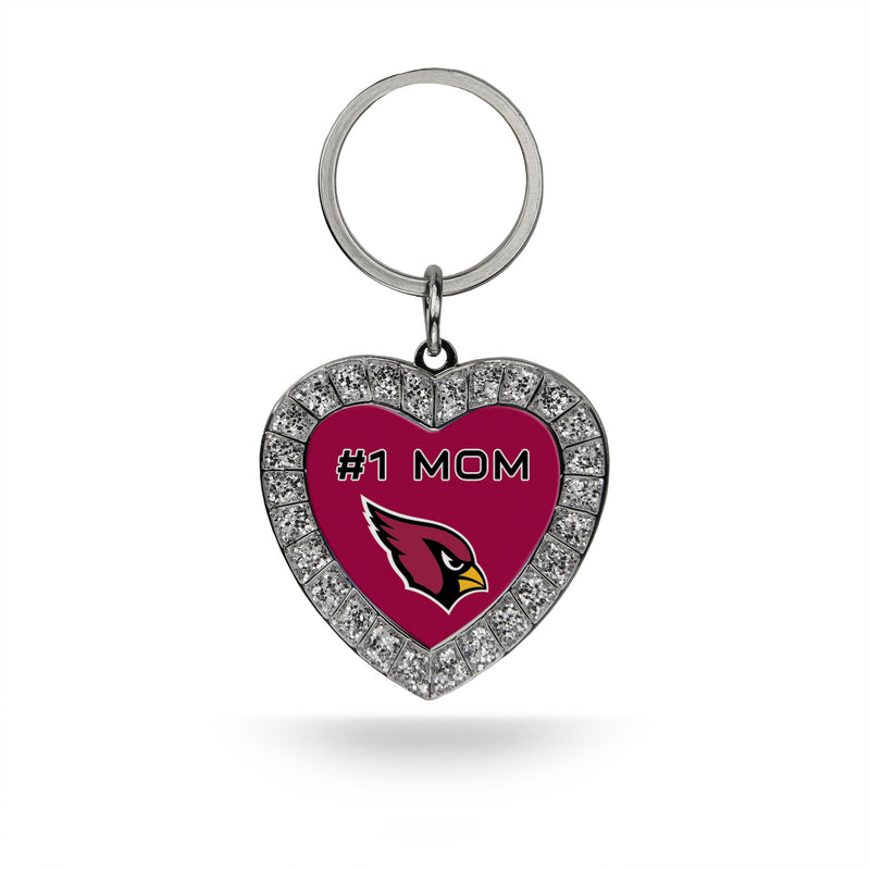 # 1 Mom AZ Cardinals Rhinestone Heart Keychain