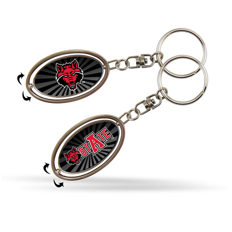 Arkansas State Silver Spinner Keychain