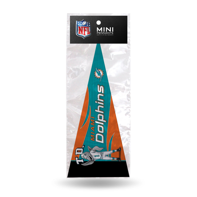 Dolphins Mascot 8 Pack Mini Pennant Set