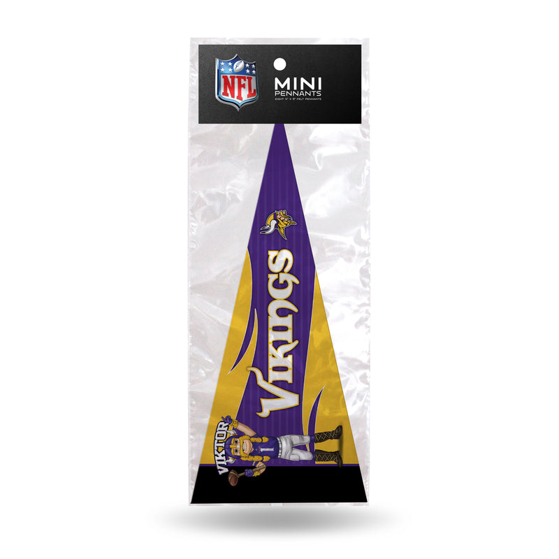 Vikings Mascot 8 Pack Mini Pennant Set