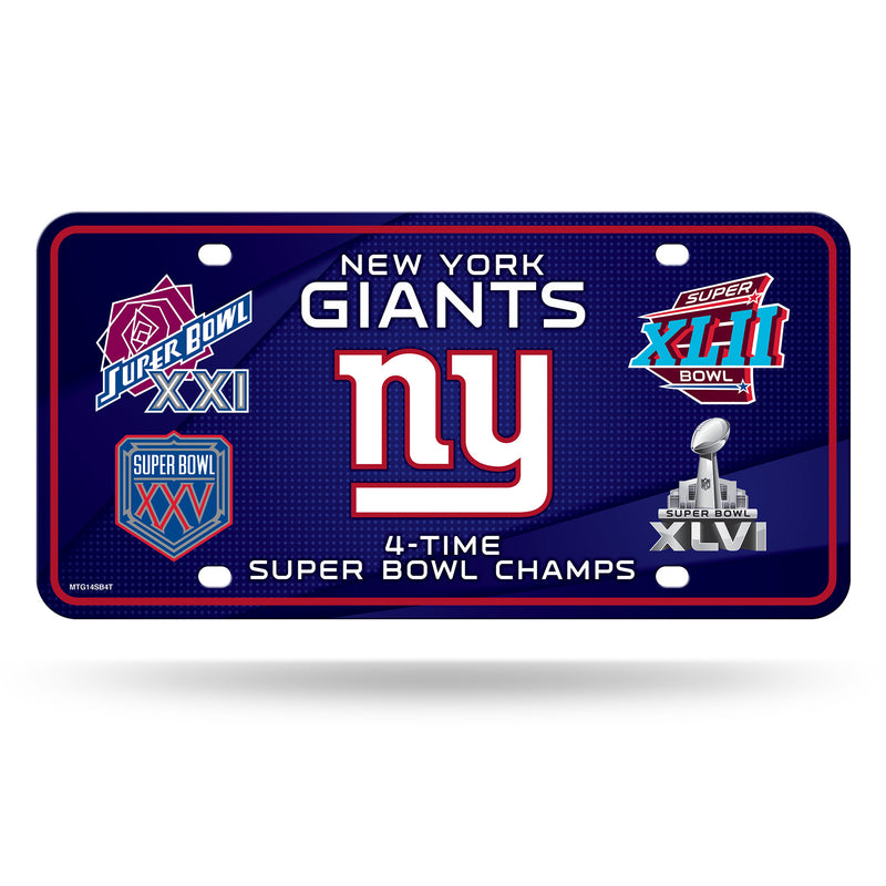 NY Giants 4 Time Super Bowl Champ Metal Tag