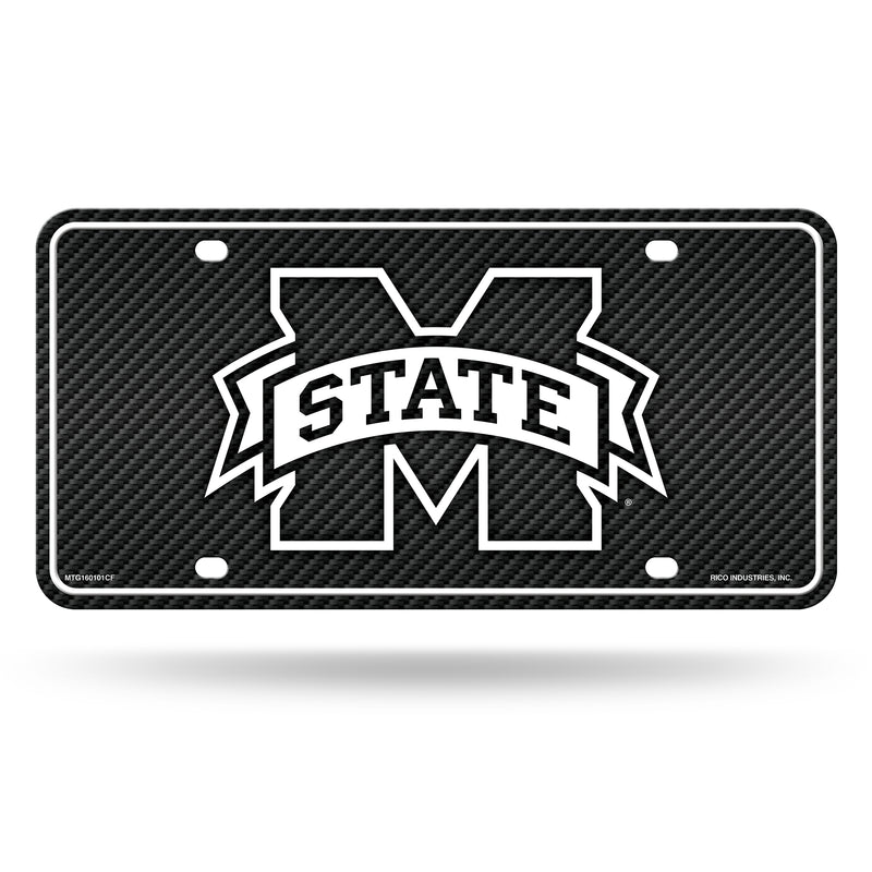 Mississippi State - Carbon Fiber Design - Metal Auto Tag