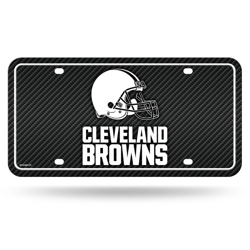 Browns - Carbon Fiber Design - Metal Auto Tag