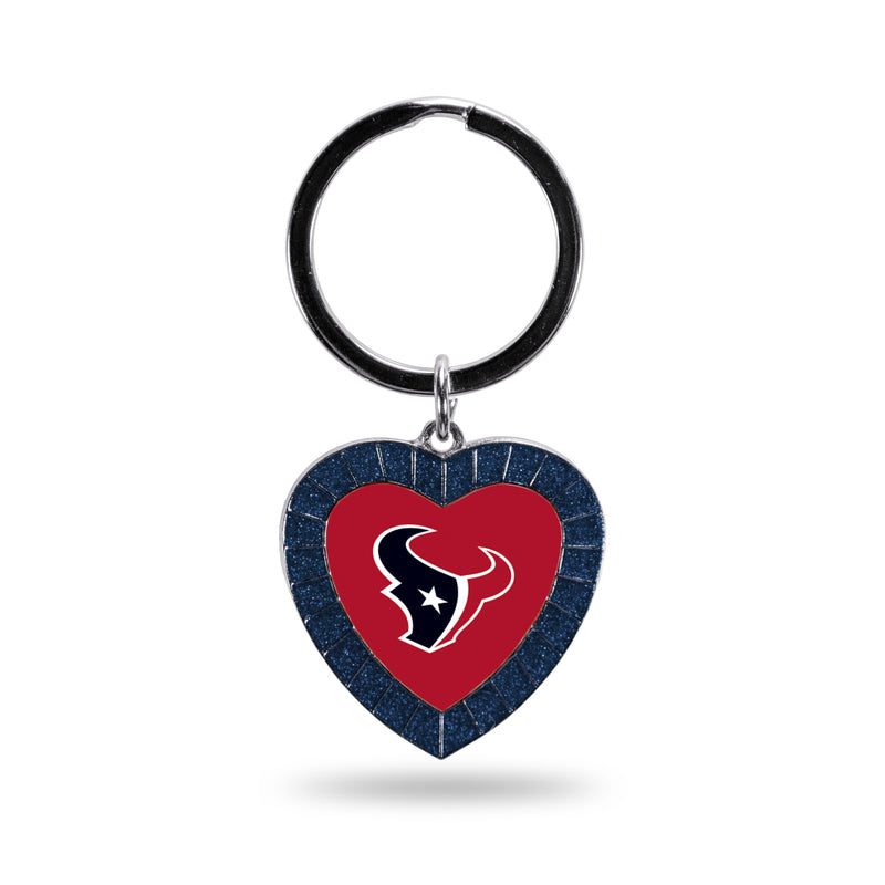 Texans Navy Rhinestone Heart Keychain