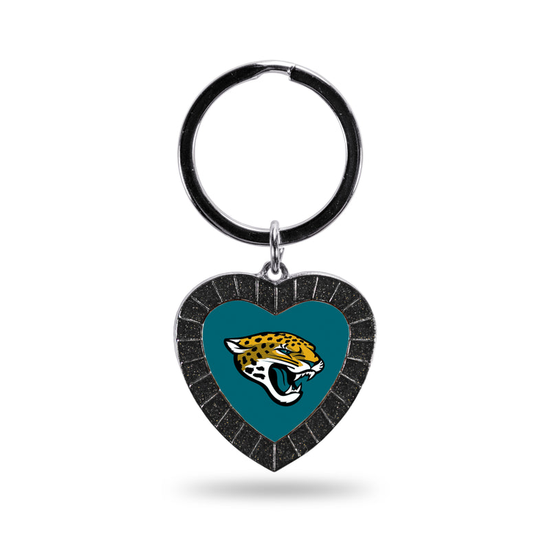 Jaguars Black Rhinestone Heart Keychain