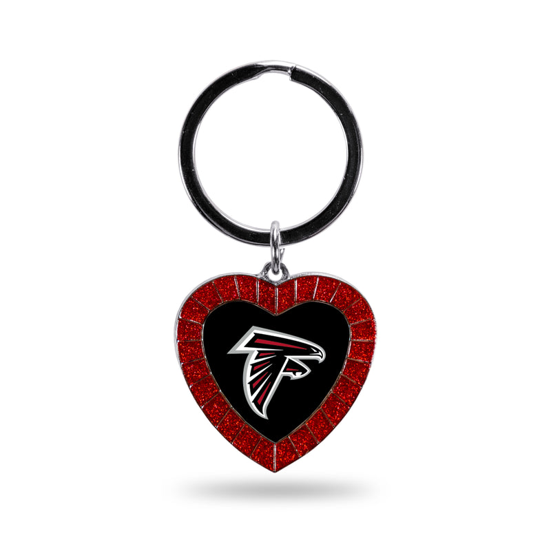 Falcons Red Rhinestone Heart Keychain
