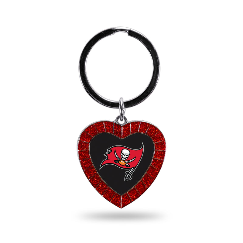 Buccaneers Red Rhinestone Heart Keychain