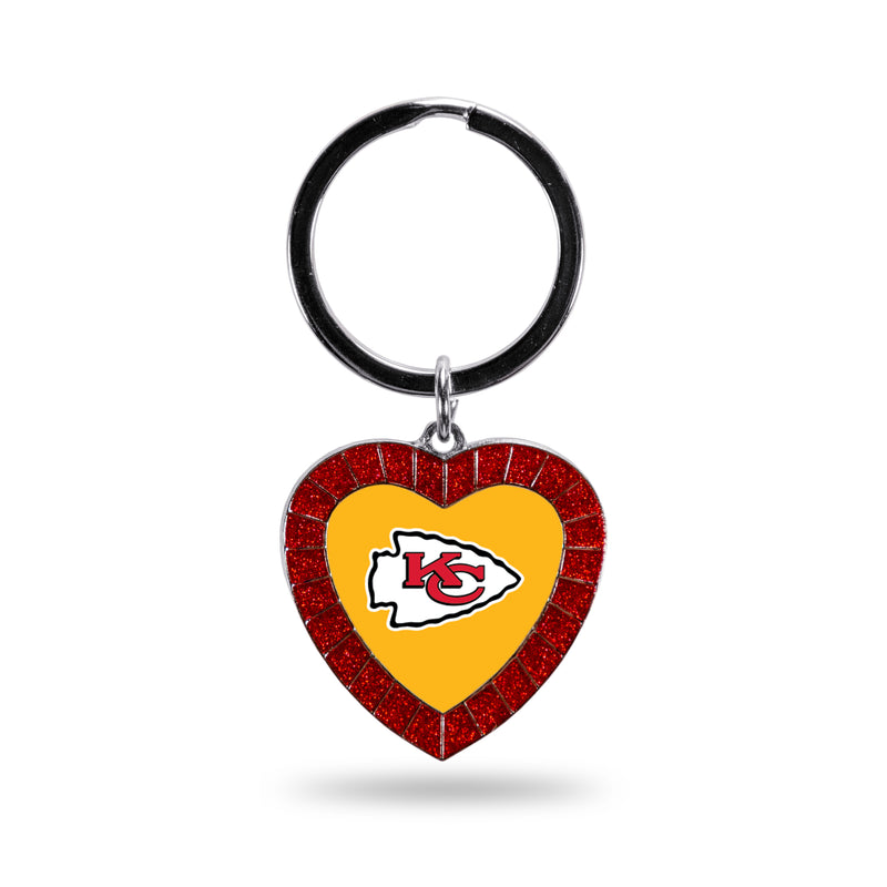 Chiefs Red Rhinestone Heart Keychain
