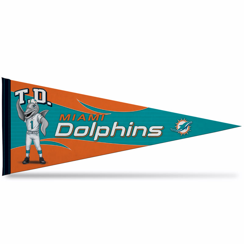 NFL Rico Industries Miami Dolphins 12" x 30" Soft Felt Pennant - EZ to Hang