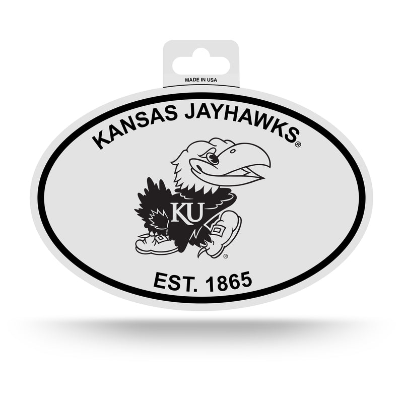 Kansas University Black And White Oval Sticker