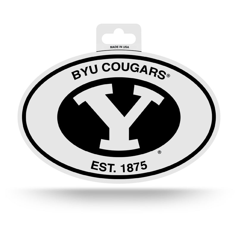 BYU Black And White Oval Sticker