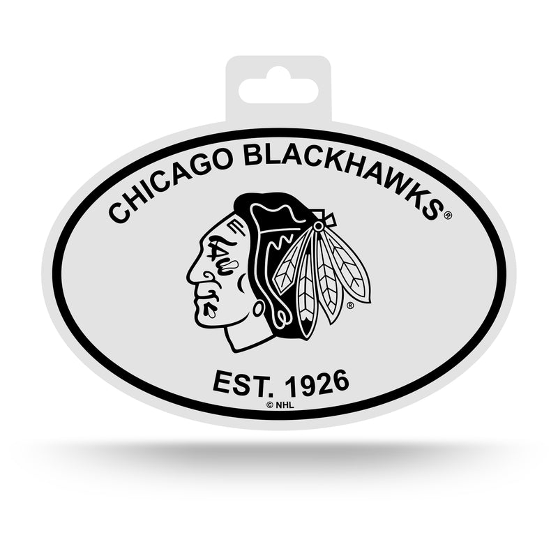 Chicago Blackhawks Black And White Oval Sticker