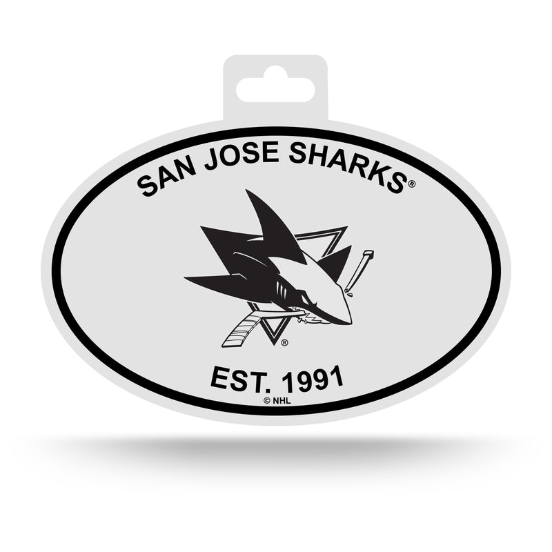 Sharks Black And White Oval Sticker