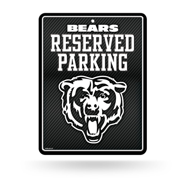 NFL Chicago Bears 8.5" x 11" Carbon Fiber Metal Parking Sign - Great for Man Cave, Bed Room, Office, Home Décor By Rico Industries