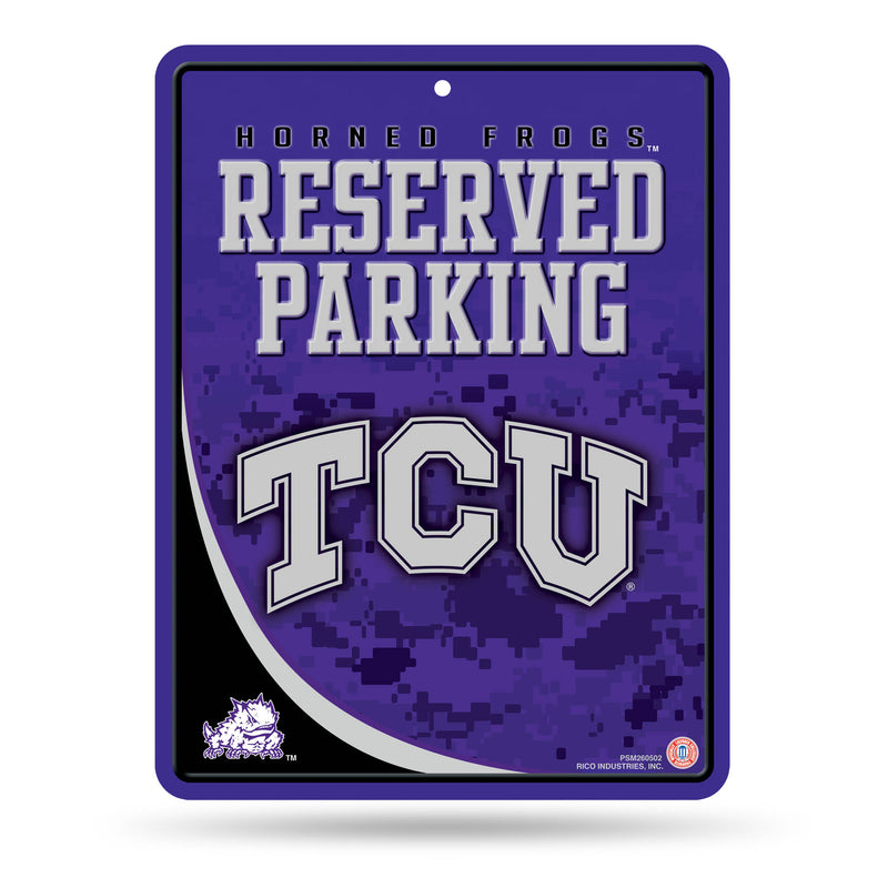 NCAA TCU Horned Frogs 8.5" x 11" Metal Parking Sign - Great for Man Cave, Bed Room, Office, Home Décor By Rico Industries